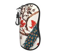 The Peacock is On The Red Tree - Custodia per occhiali da vista in neoprene con cerniera, resistente, portatile, per uomini e donne