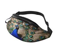 The Peacock Marsupio per uomo e donna, marsupio con jack per cuffie e cintura regolabile per ciclismo, corsa, jogging, viaggi, attività all'aperto, allenamento, ciclismo, fitness, escursionismo, Nero