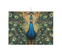 The Peacock Spreads Its Tail and Enlarges - Tappetino scolapiatti in microfibra, riutilizzabile, lavabile, per accessori da cucina, 45,7 x 61 cm