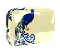 The Peacock with Floral Cosmetic Bag for Women Travel Toiletries Bags Large PVC Makeup Handy Pouch Organizer con cerniera, Multi, 18.5x7.5x13cm/7.3x3x5.1in, Beauty case