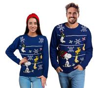 The Peanuts - Maglione invernale unisex, con Snoopy invernale, in maglia, maglione felpa Ugly Sweater per uomo e donna, blu, blu, S