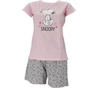The Peanuts - Pigiama da donna con Snoopy, a maniche corte, da notte, estivo, per il tempo libero, taglia: M, L, XL, Rosa-pjs, L