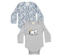 The Peanuts Snoopy Body Neonato Bambino Set 2 Pezzi - Pigiama Tutina ML Blu/Grigio (74-80)