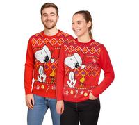 The Peanuts Snoopy Maglione invernale per uomo e donna - Maglione invernale a maglia Ugly Sweater Unisex Rosso, Colore: rosso, XL