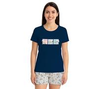The Peanuts Snoopy - Pigiama da donna a maniche corte con pantaloncini blu/grigio