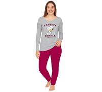The Peanuts Snoopy Pigiama da donna - Cuddle Society Pigiama a maniche lunghe con pantaloni grigio/rosso, grigio/rosso, L
