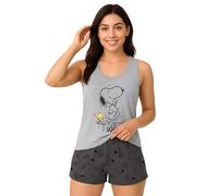 The Peanuts Snoopy Pigiama Donna - On Our Way Set Canotta Top con Pantaloni Grigio, grigio., M