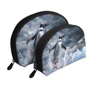 The Penguin Taking Off - Beauty case da viaggio con stampa a forma di pinguino, 2 pezzi, bianco, Taglia unica