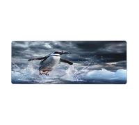 The Penguin Taking Off Tappetino per mouse in grande base in gomma antiscivolo estesa tappetino per mouse con bordi cuciti Gaming Pc Desktop grande tappetino per mouse 11,8 x 31,5