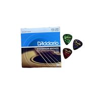 The Piano Accessory Shop PAS Bundle D'Addario EJ16 Phosphor Bronze Light (.012-.053) Corde per chitarra acustica, più 3 plettri Fender
