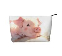 The Pigs are Looking. Borsa cosmetica stampata in velluto a coste, borsa impermeabile per articoli da toeletta da viaggio di grande capacità, Nero , Taglia unica