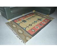 THE PIKKU INTERNATIONAL - Tappeto di lana di iuta Kilim Dhurie fatto a mano, annodato a mano, aspetto rustico, per ingresso, sala da pranzo, soggiorno (120 x 300 cm)