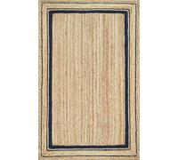 THE PIKKU INTERNATIONAL - Tappeto in iuta Biege & linea nera, intrecciato a mano, rettangolare, tappeto effetto rustico (80 x 150 cm)