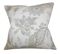 The Pillow Collection Dilys-Copricuscino Floreale, Cotone, Bianco, 21845 x 21845 x 7642 cm