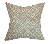 The Pillow Collection Majkin-Copricuscino Geometrico, Cotone, Marrone Chiaro, 46 x 46 cm