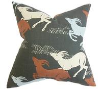 The Pillow Collection Naenia Animal Stampa Cuscino, Nero