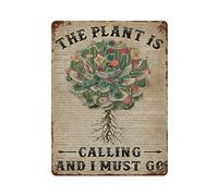 The Plant Is Calling, and I Must Go Cactus Poster Targa in metallo Targa in metallo retrò Pittura in ferro Giardino Garage Cucina Placca per uomini Cave Bar Cafe Shop Bagno Outdoor Street Home Wall Ar
