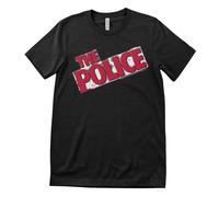 The Police T-Shirt Uomo Nero Manica Corta Logo Distressed Licenza Ufficiale