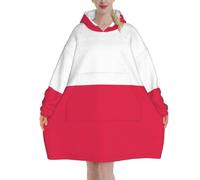 The-Polish-Flag - Coperta con cappuccio oversize in flanella per adulti, a maniche lunghe, con cappuccio