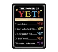 The Power of Yet Signs Back to School Signs First Day of School Classroom Decor Book Pencil Funny Doodle Metal Sign Vintage Welcome School Signs per bambini Regali per studenti e insegnanti, 40,6 x