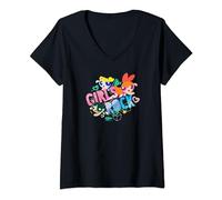 The Powerpuff Girls Rock Maglietta con Collo a V