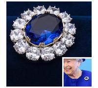 The Prince Albert Spilla Riproduzione 5A Cz & Cristallo Blu Rodio & Placcato Oro