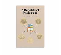 The Probiotics Poster Informative Science Chart on Gut Health Benefits Educational Canvas Wall-Art for Home Decor(Unframed,08x12inch(20x30cm))