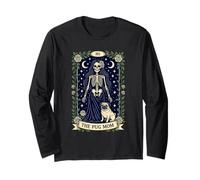 The Pug Mom Gothic Skeleton Rose Tarocchi Dog Lover Maglia a Manica