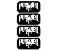 THE PUNISHER 4 pz. Adesivi Resinati Gel 3D Stickers per Moto Auto Scooter Casco Specchietti Skateboard Bici Laptop Tablet