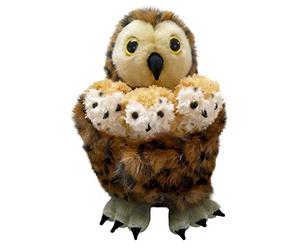 The Puppet Company - Hide Away Puppets - Tawny Owl with 3 Babies Hand Puppet