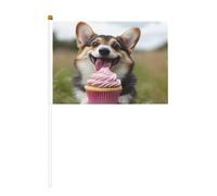 The Puppy Eats Ice Cream Mini bandierine, resistenti, 14 x 20 cm, piccole bandiere su bastoncini per esterni, cortile e giardino, confezione da 6 e 10 pezzi