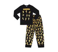 The PyjamaFactory - Pigiama lungo in cotone, con scritta “Legend” e motivo di ballerini in stile Emote, colore nero e oro Nero 11-12 Anni