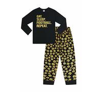 The PyjamaFactory Ragazzi Mangiare Sonno Calcio Ripetere Lungo Cotone Pigiama Oro Unisex Nero 9-10 Anni