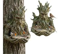The Quiet Offering A Tree-Integrated Bird Feeding Sculpture, Outdoor Millennial Ancient Tree Bird Feeder with Hidden Keyhole Hanger, Wood Grain Garden Ornament