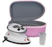 The Quilted Bear Mini Ferro da Stiro - Ferro da Stiro da Viaggio Mini Leggero con Piastra in Ceramica e Indicatore di Temperatura per Trapuntatura, Stiratura Manuale o a Vapore (Custodia Rosa)