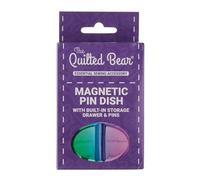 The Quilted Bear Piatto magnetico per spille, con 25 spilli con testa a perla e un pratico cassetto in plastica per spilli da sartoria e accessori da cucito (arcobaleno)