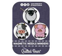 The Quilted Bear Set magnetico per aghi, smaltato, per cucito, ricamo e punto croce, supporto sicuro per spilli e aghi da cucito, animali della fattoria (pecora, mucca e maiale)
