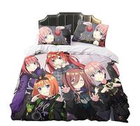 The Quintessential Quintuplets - Set di biancheria da letto 3D, 3 pezzi, motivo anime Nakano Ichika/Nakano Nin, morbido, con chiusura a cerniera e federa, per letto singolo, matrimoniale, king size