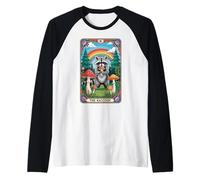 The Raccoon Tarocchi Carta Fungo Hippie Divertente Racoon Maglia con Maniche Raglan