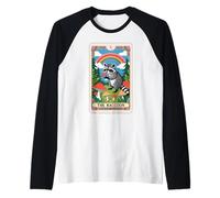 The Raccoon Tarocchi Carta Fungo Hippie Divertente Racoon Maglia con Maniche Raglan