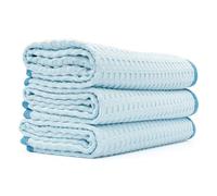 The Rag Company - Dry Me A River - Professionale coreano 70/30 Blend, Microfibra Waffle-Weave, Asciugamani asciugatura e dettaglio, bordi in morbida pelle scamosciata, 390gsm, 40,6 x 61 cm, azzurro