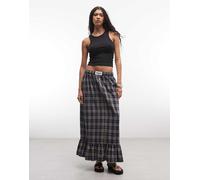 The Ragged Priest - Gonna stile boxer lunga blu a quadri con volant sul fondo 34