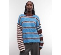 The Ragged Priest maglione oversize a righe soffice mix and match blu e bordeaux-Multicolore XS