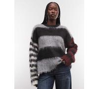 The Ragged Priest maglione oversize morbido a righe mix & match nero, rosso e grigio-Multicolore S