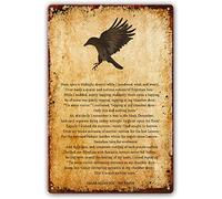 The Raven Poem Metal Tin Sign Wall Art Edgar Allan Poe Citazioni Poster Quadro decorativo Opera d'arte per soggiorno Decorazioni per camera da letto Galleria Stampa per bagno 20 x 30 cm