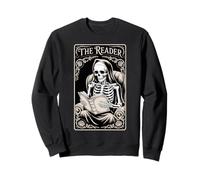 The Reader Book Lover Tarocchi Style Gothic Story Skeleton Felpa