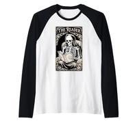 The Reader Book Lover Tarocchi Style Gothic Story Skeleton Maglia con Maniche Raglan