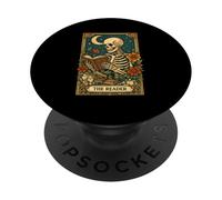 The Reader Scheletro Lettura Libri Tarocchi Carta Dark Academia PopSockets PopGrip Adesivo
