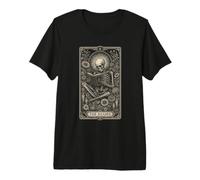 The Reader Skeleton Gothic Tarocchi Halloween Dark Book Lover Maglietta Premium