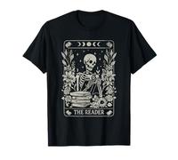 The Reader Skeleton Tarocchi Book Lover Design Maglietta